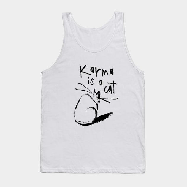 Karma is a Cat Tank Top by Shelley Johannes Art